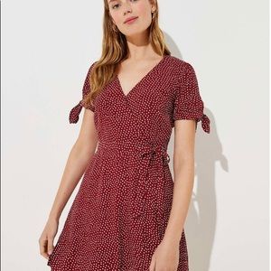 LOFT Dotted Tie Sleeve Skort Romper Size 6
